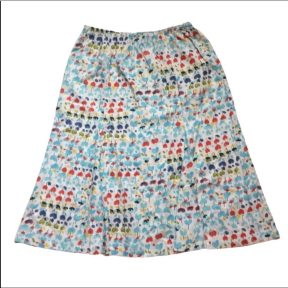 Koret Godet White & Blue Floral Print Skirt Petite Large